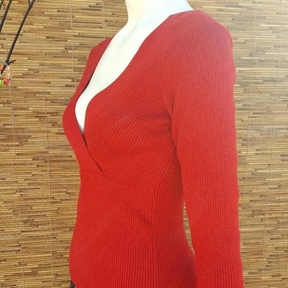 Cotton Red One Step Up Knit Long Sleave Sweater - Picture 2 of 7